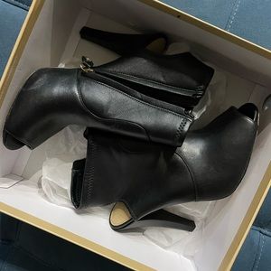 Black MK open toe booties